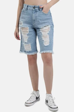 Bene Kleed Women Slim Fit High-Rise Denim Shorts