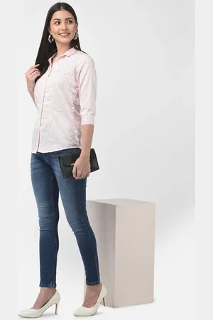 Crimsoune Club Women Blue Skinny Fit Low Distress Light Fade Stretchable Jeans