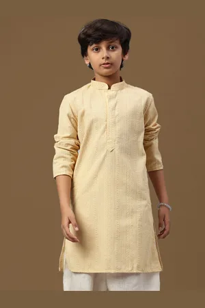 Sanwara Boys Chikankari Embroidered Mandarin Collar Straight Kurta