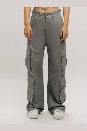 FREAKINS Women Mid-Rise Pure Cotton Cargo Trouser