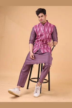 SHIWAM ETHNIX Ikat Printed Cotton Nehru Jacket