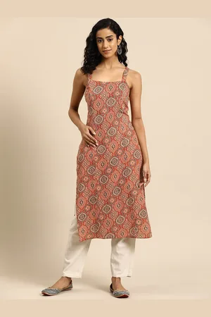 anayna Women Ethnic Motifs Printed Kantha Work Kurta
