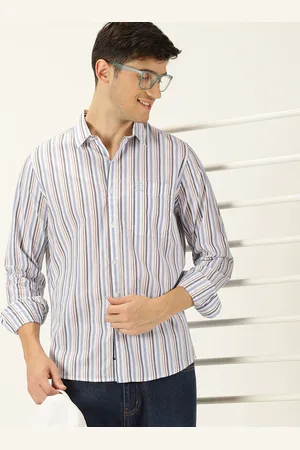 Provogue Original Slim Fit Striped Spread Collar Long Sleeves Casual Shirt