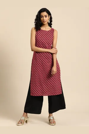 anayna Women Ethnic Motifs Printed Kantha Work Dobby Kurta