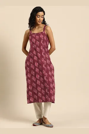 anayna Women Printed Kantha Work Kurta