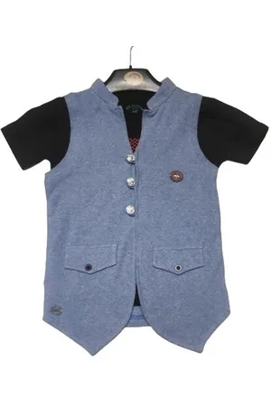 BAESD Boys Mandarin Collar Cotton Waistcoat With T-Shirt