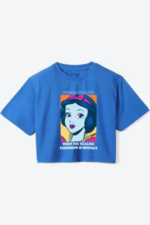 YK Girls Disney Princess Graphic Printed Oversized Pure Cotton T-shirt