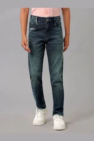 UNDER FOURTEEN ONLY Boys Slim Fit Low Distress Heavy Fade Cotton Jeans