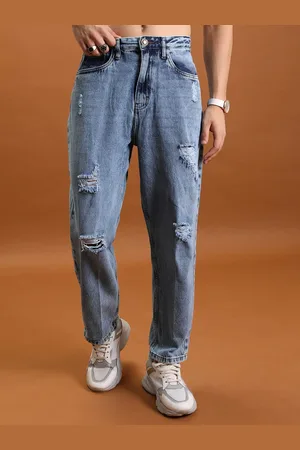 Highlander Men Loose Fit Mildly Distressed Light Fade Jeans