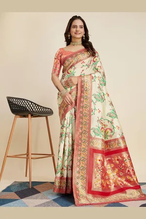 VAIRAGEE Floral Woven Design Zari Banarasi Saree