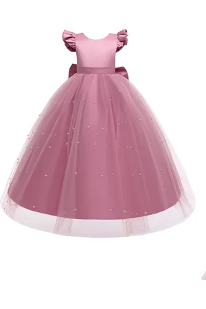 Stylecast Girls Pink Round neck Short Sleeves Embellished Maxi Dress