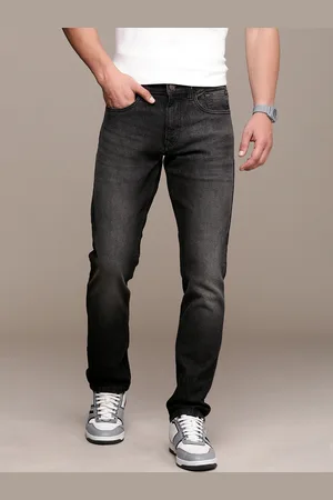 WROGN Men Mid Rise Straight Fit Heavy Fade Stretchable Jeans