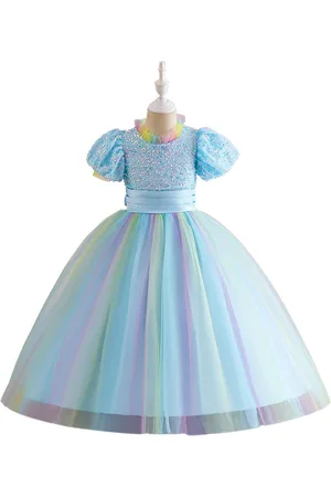 Stylecast Girls Blue Embellished Fit & Flare Maxi Dress