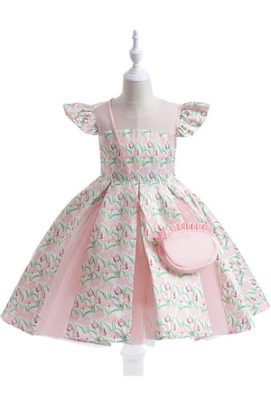 Stylecast Girls Pink Floral Print Flared Sleeve Fit & Flare Maxi Dress
