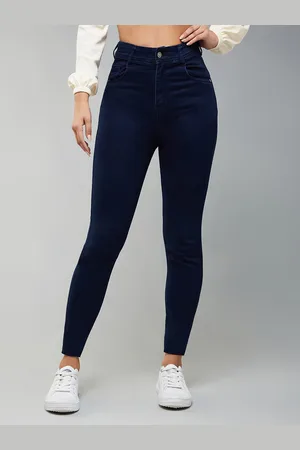 DOLCE CRUDO Women Navy Blue Cropped Skinny Fit High-Rise Stretchable Jeans