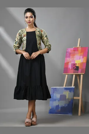 Charukriti Square Neck Cotton A-Line Midi Dress