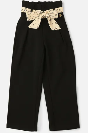 Allen Solly Girls Mid-Rise Pleated Pure Cotton Trousers