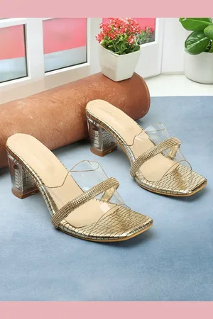 Buy Mochi Women Gold Toned Solid Kitten Heels - Heels for Women 10261773 |  Myntra