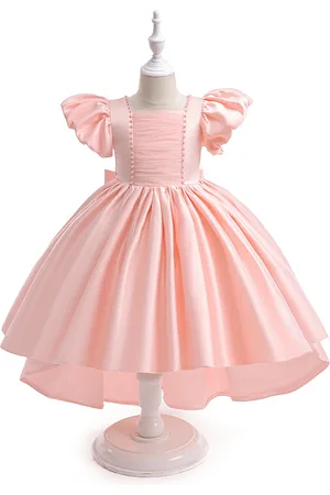 Stylecast Girls Pink Square Neck Flutter Sleeve Fit & Flare Midi Dress