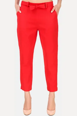 BAESD Women High Rise Cotton Cigarette Trousers