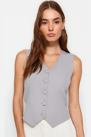 Trendyol Women V-Neck Woven Waistcoat