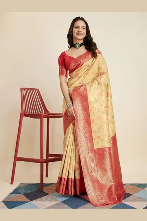 VAIRAGEE Floral Printed Zari Banarasi Saree