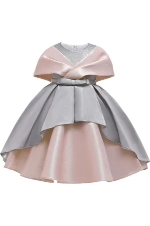 Stylecast Girls Grey Round Neck Flutter Sleeves Party Fit & Flare Maxi Dress