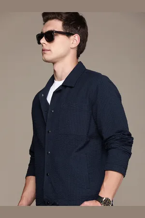 French Connection Men Pure Cotton Seersucker Relaxed Fit Casual Shirt