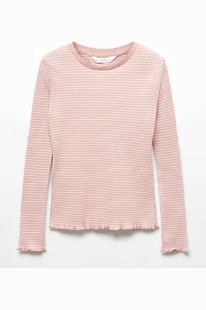 MANGO Girls Striped Pure Cotton T-shirt