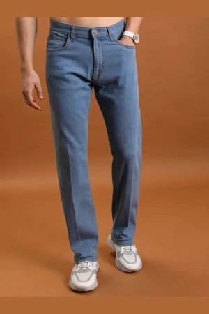 Highlander Men Straight Fit Mid-Rise Clean Look Light Fade Stretchable Jeans