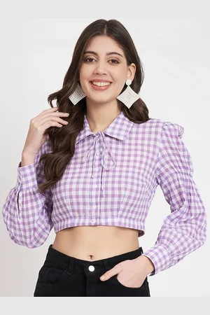 CHARMGAL Checked Cotton Shirt Style Top