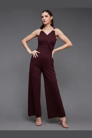 Miss Chase Women Beautiful Maroon Solid Joyful Jumpsuit