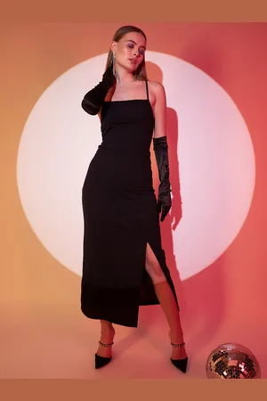 Berrylush Women Solid Shoulder Strap Sheath Midi Dress
