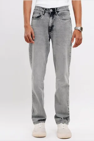 FREAKINS Men Straight Fit High-Rise Clean Look Heavy Fade Cotton Jeans