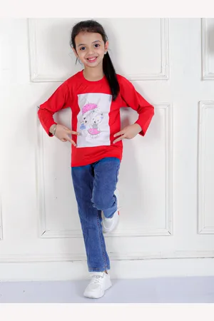 Superminis Girls Graphic Printed Long Sleeves Cotton T-shirt