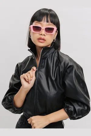 FREAKINS Black Mock Collar Crop Biker Jacket