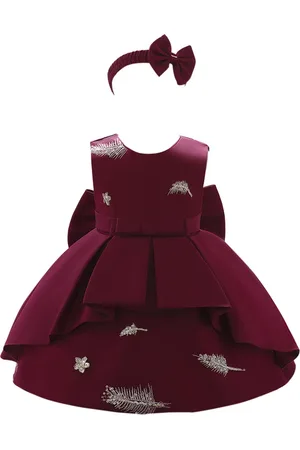 Stylecast Maroon Embellished Fit & Flare Party Dress