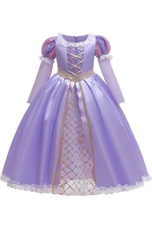 Stylecast Girls Purple Embellished Sequined Round Neck Fit & Flare Maxi Dress