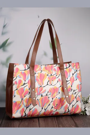 Sangria Floral Printed Zip Detail Handbags Up to 12 inch