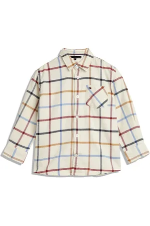 Tommy Hilfiger Boys Spread Collar Checked Casual Cotton Shirt