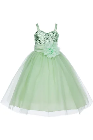 BAESD Girls Sweetheart Neck Shoulder Straps Embellished Net Fit & Flare Maxi Dress