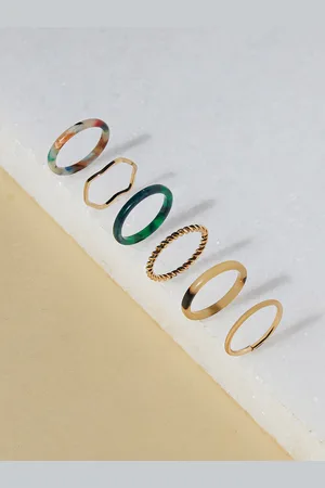 Accessorize London Women Set Of 6 Chunky Ridged Finger Rings