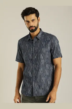 Indian Terrain Abstract Spread Collar Chest Pocket Half Sleeves Cotton Casual Shirt
