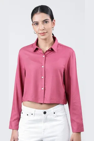 Bene Kleed Women Full Sleeve Spread Collar Crop Shirt