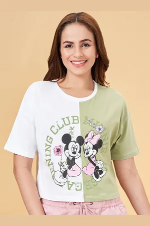 Pantaloons Round Neck Short Drop Down Shoulder Graphic Printed Top