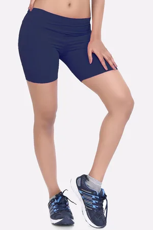 LAASA  SPORTS Women Navy Blue Skinny Fit High-Rise Training or Gym Sports Shorts