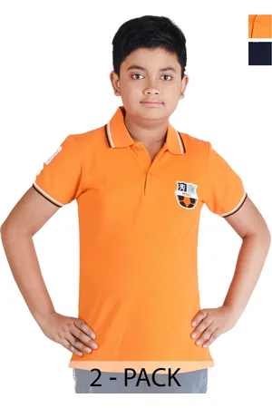 Clothe Funn Boys Pack of 2 Polo Collar Pure Cotton Applique T-shirt