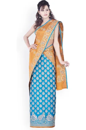 Chhabra 555 Blue Banarasi Art Silk Lehenga Choli Material with Dupatta