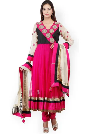 Chhabra 555 Women Pink Embroidered Anarkali Churidar Kurta with Dupatta