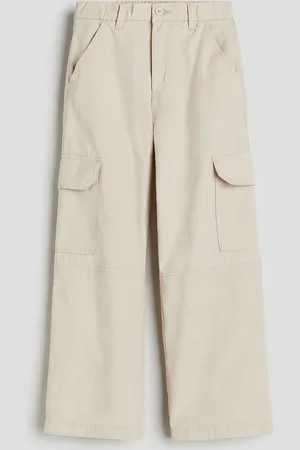 H&M Girls Wide Pure Cotton Cargo Trousers